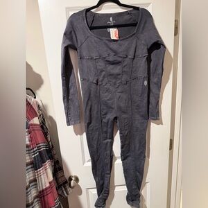 FP Movement by Free People Long-Sleeve Romper Jumpsuit in Charcoal Gray 🔥SizeM-L